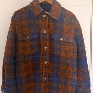 Wilfred Free Ganna Shirt Jacket (Blue and Orange Checkered)